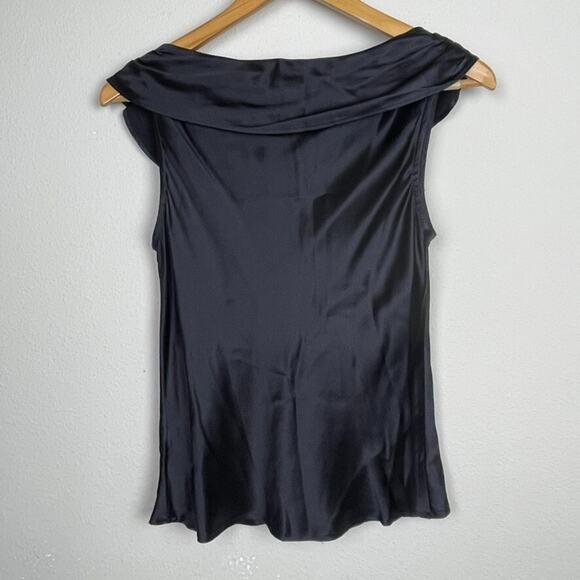 Tessuto Silk‎ Ruffle Neck Sleeveless Top M Whimsigoth Fairy Black Applique - Picture 6 of 6